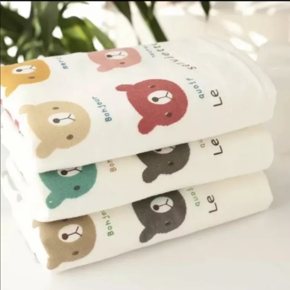 Bear towel cute hand towel pink Blue baby adult 1 PC cartoon